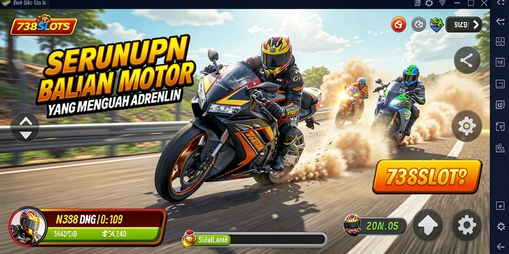 Gameplay mendebarkan di lintasan balapan motor yang penuh warna.
