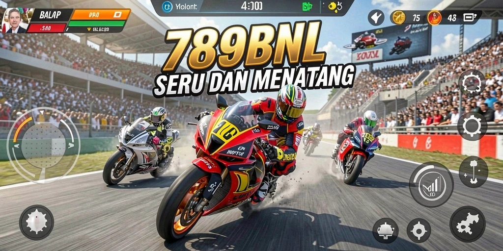 Screenshot gameplay 789BNL menampilkan serunya balapan motor di lintasan yang menantang.
