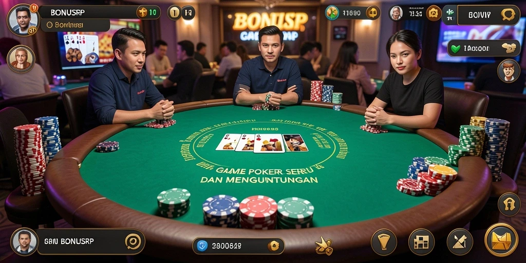 Tampilan gameplay Poker yang mendebarkan di BONUSRP.