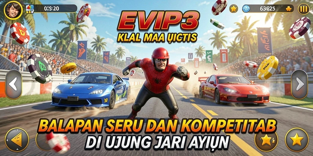 Tampilan seru gameplay balapan EVIP3 di lintasan spektakuler.