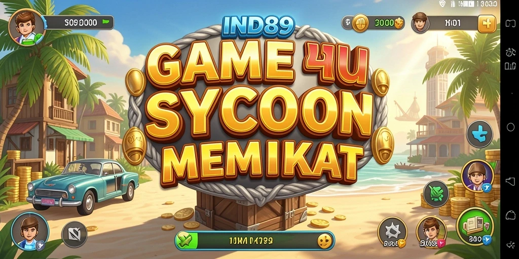 Tampilan gameplay <strong>IND89</strong> dengan manajemen bisnis yang mendebarkan.