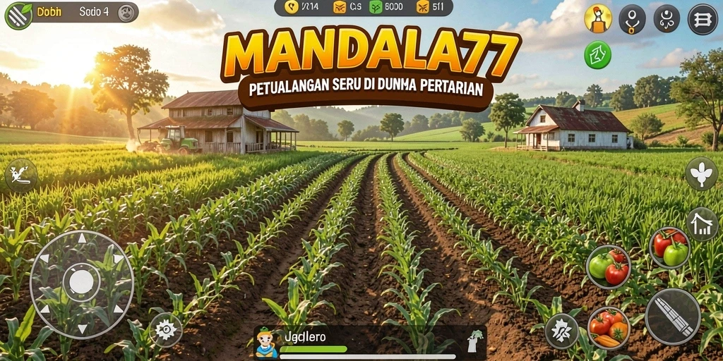 Tangkapan layar gameplay MANDALA77 yang menampilkan lahan pertanian yang subur.