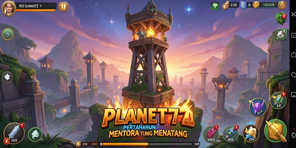 Tampilan grafis menawan saat bertahan dari serangan musuh di PLANET77.