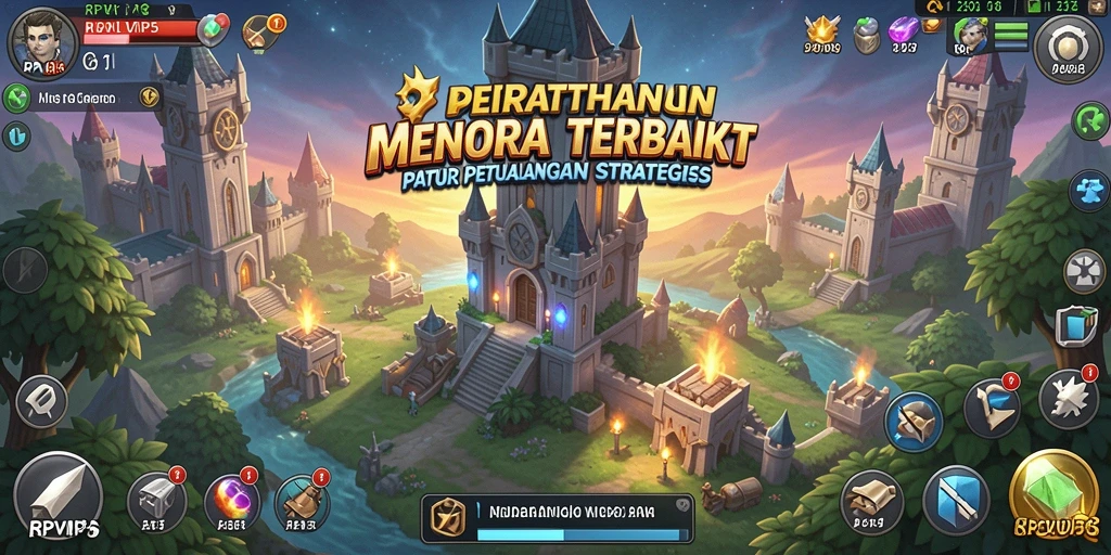 Gameplay RPVIP5 dengan menara yang menghentikan musuh.