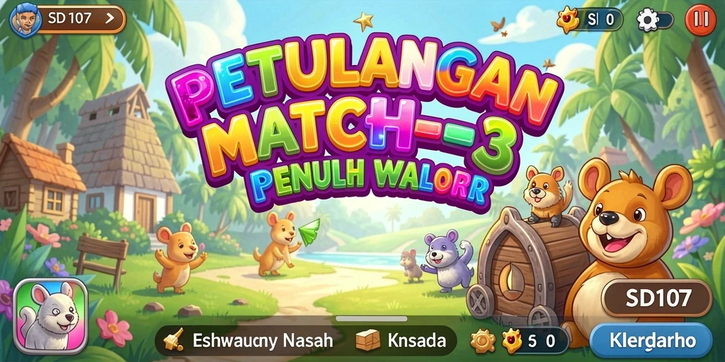 Screenshot gameplay dari SD107 yang menunjukkan keseruan mencocokkan objek.