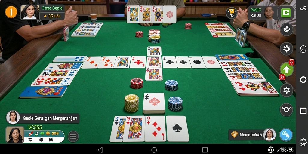 Screenshot VC55 menampilkan gameplay Gaple yang seru dan interaktif.